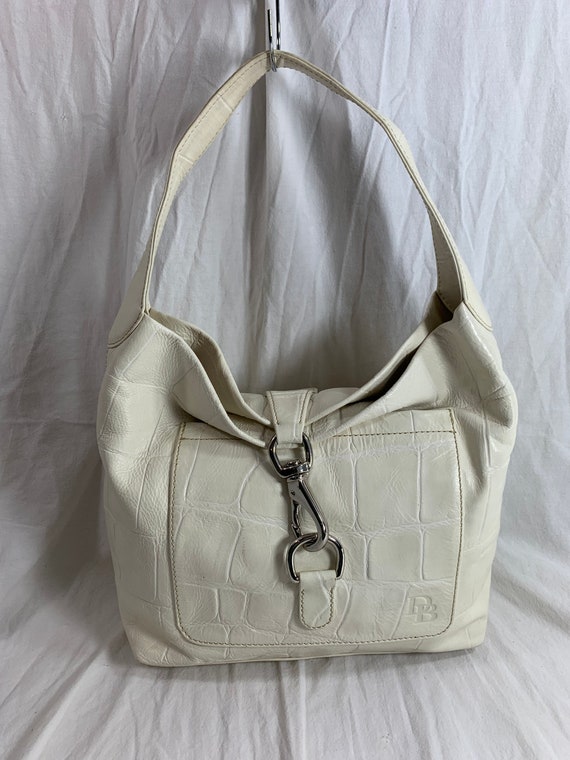 Vintage DOONEY & BOURKE ivory bone leather logo lock shoulder bag