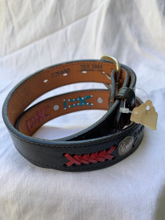 Vintage TEX TAN black hand woven leather belt siz… - image 9