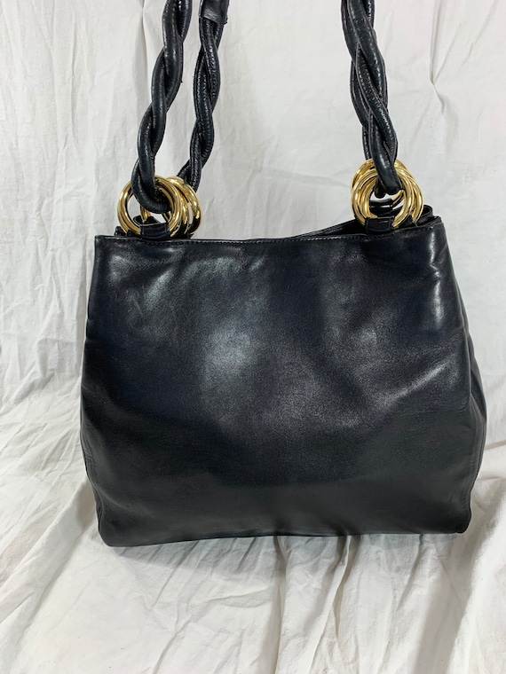 Genuine Vintage NORDSTROM Black Leather Tote Bag With Braided -  Hong  Kong
