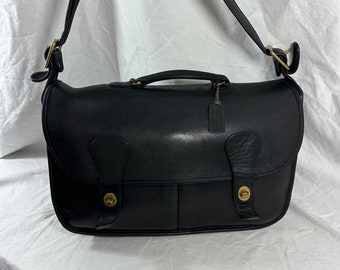 Vintage Coach Musette Carrier Bag Black Leather Messenger 
