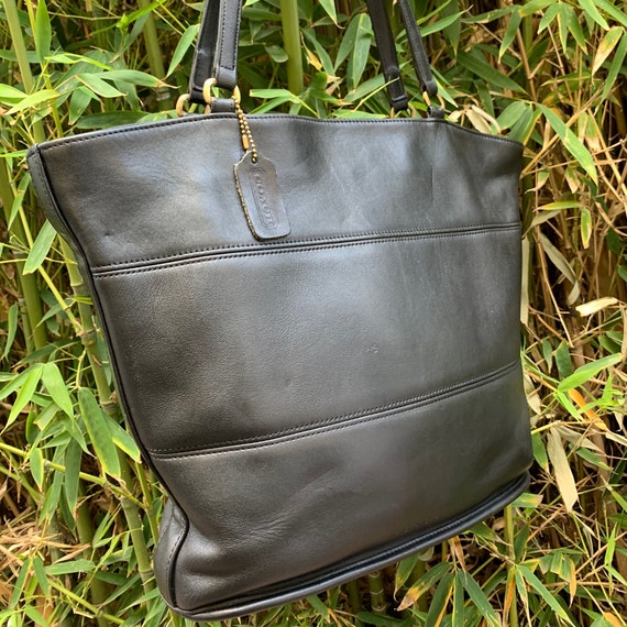 Genuine Vintage COACH 9094 Black Leather Tote Bag Work School