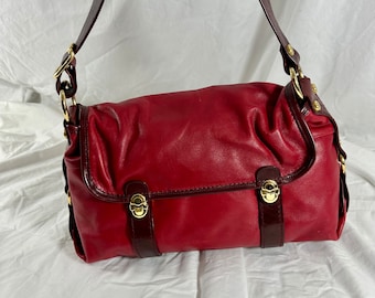 Genuine vintage MARINO ORLANDI red leather shoulder bag purse