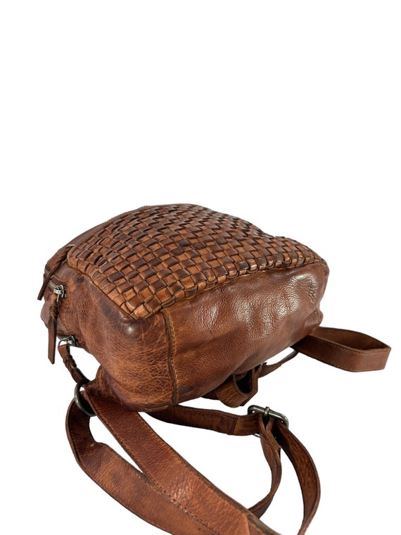 Vintage VILENCA Holland tan leather woven backpac… - image 9
