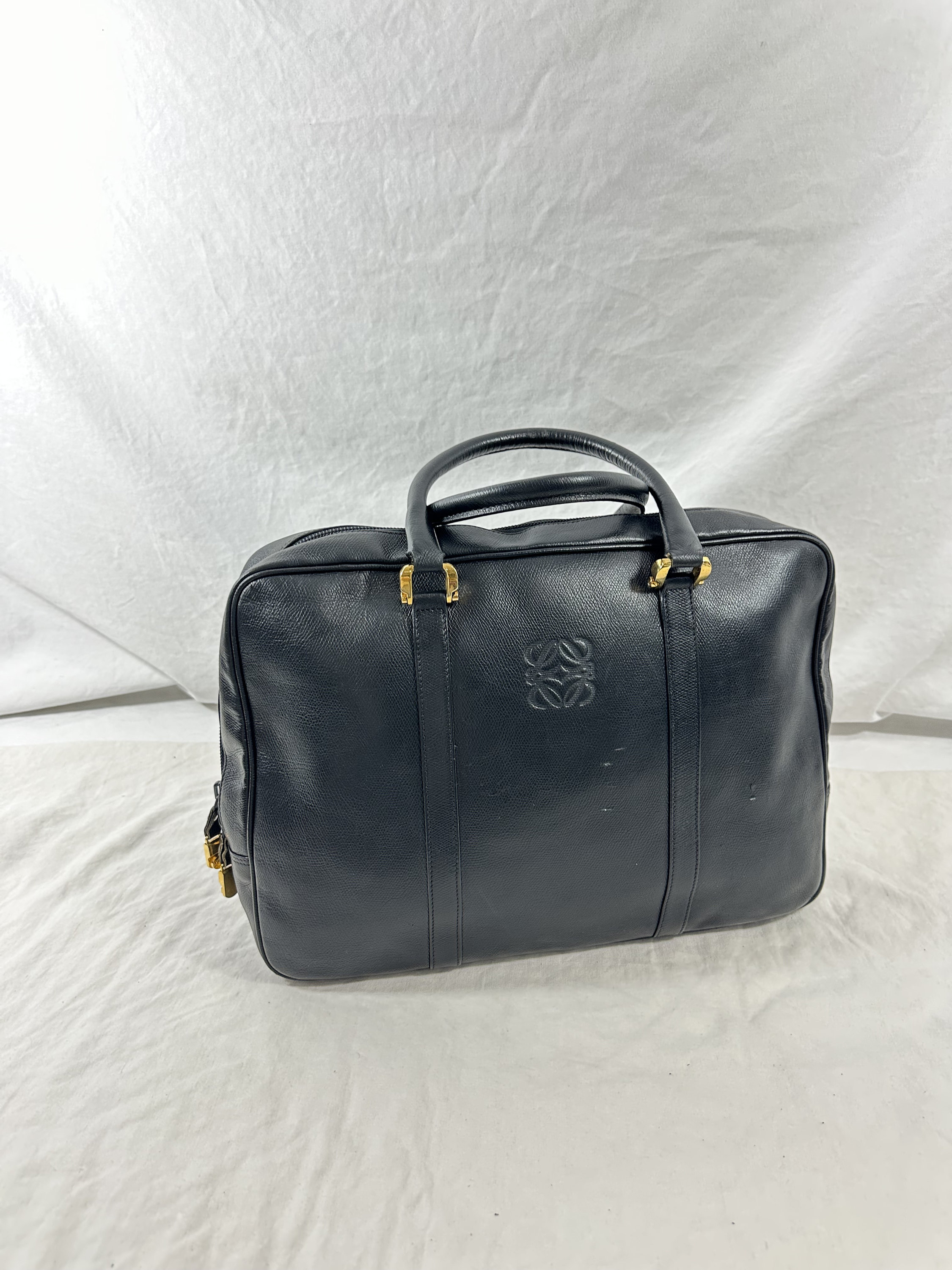 Genuine vintage LOEWE Madrid black leather brief carryall business bag