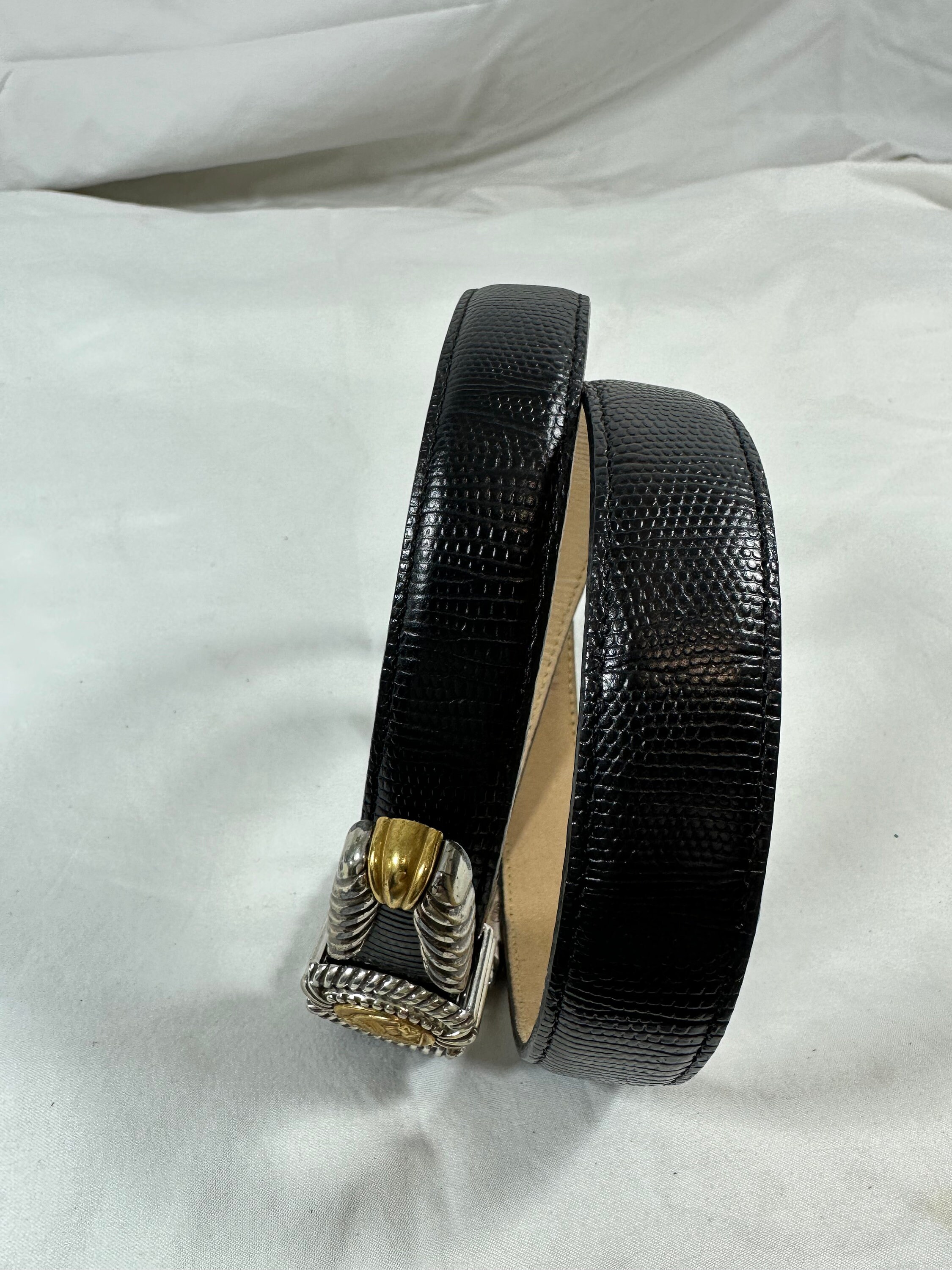 Ceinture Cuir Brighton Taille M - Noir - Fabriquée Aux USA En 1995 - Occasion