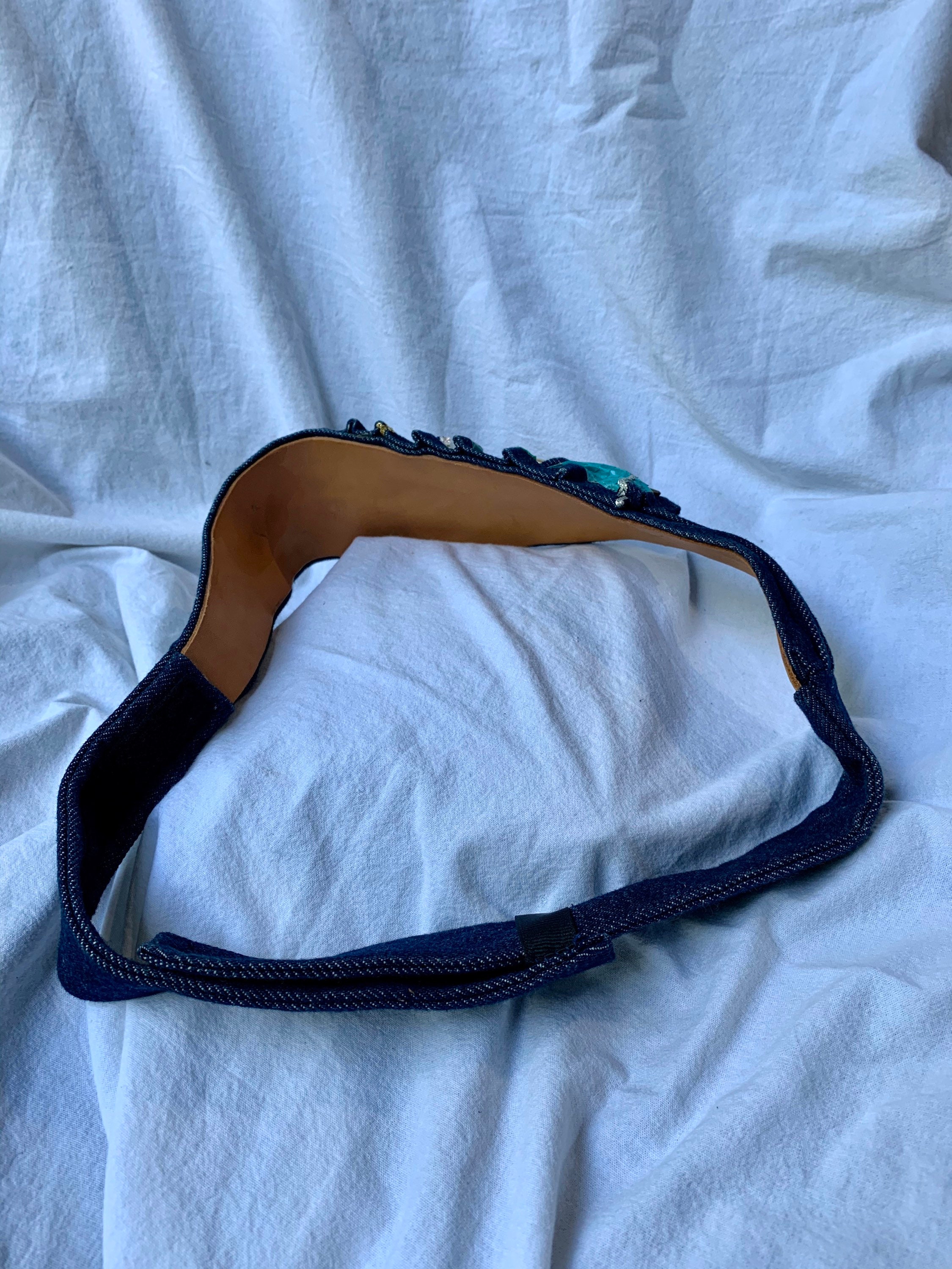 Vintage Denim Leather and Stones Belt Wide Medium 80s - Etsy Vintage Denim Leather and Stones Belt Wide Medium 80s - Etsy