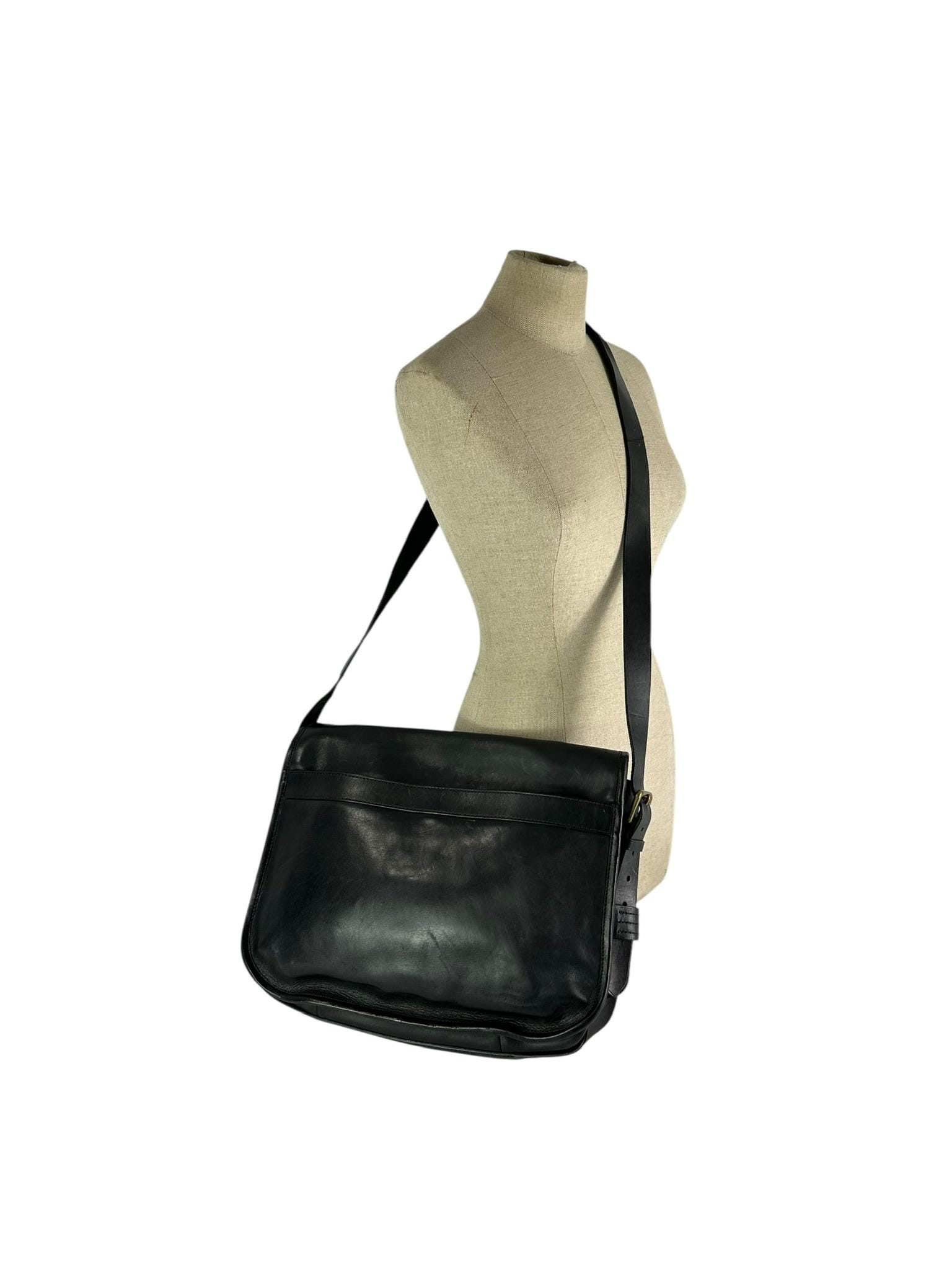 Genuine Polo Ralph Lauren Black Leather Messenger Bag Crossbody - Etsy