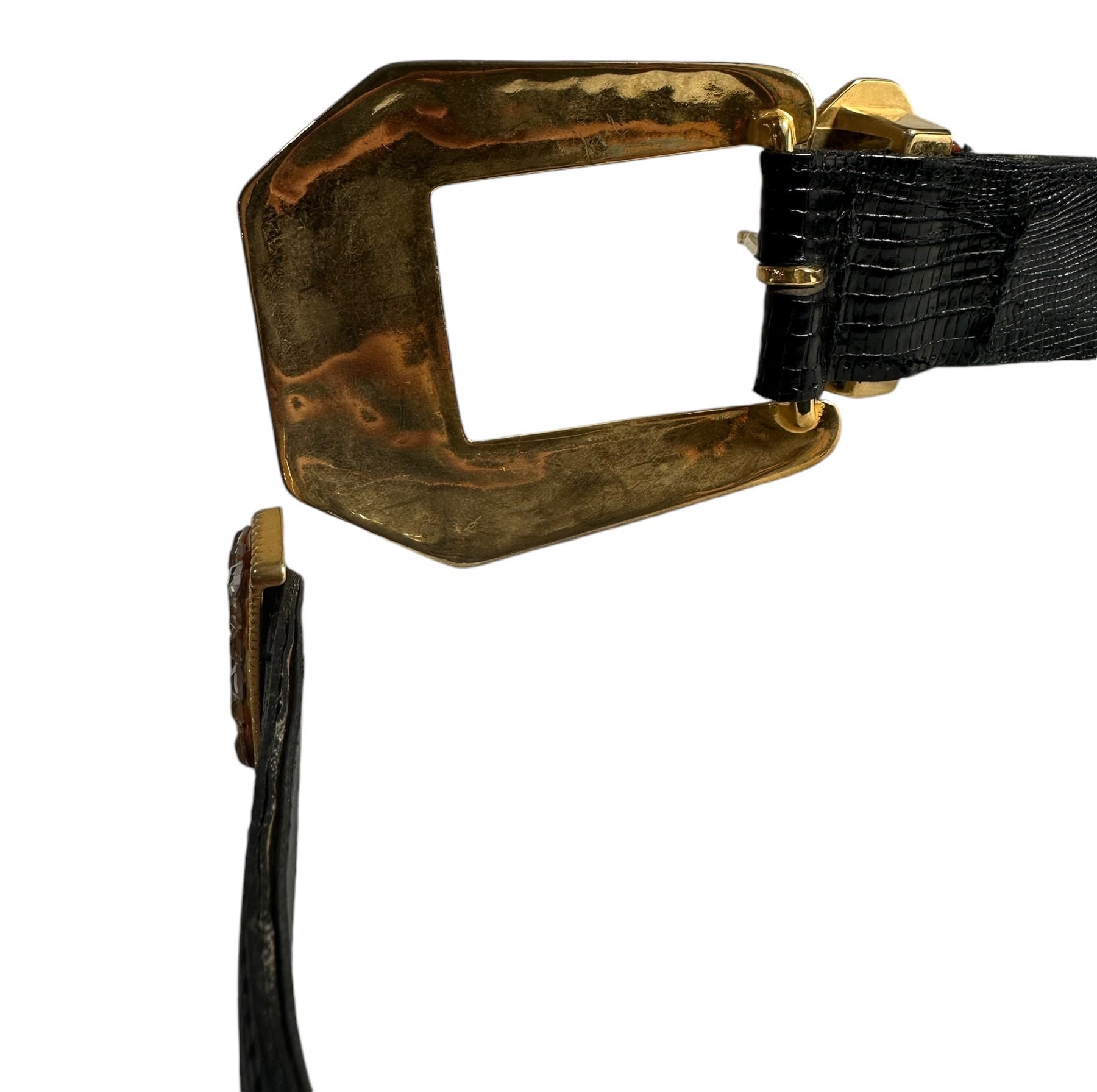 A. Ravid 2001 Vintage Artistic Belt Art Design Unique Handmade Vintage Ravid Artistic Leather/Stone/ Metal Belt with  main image 4