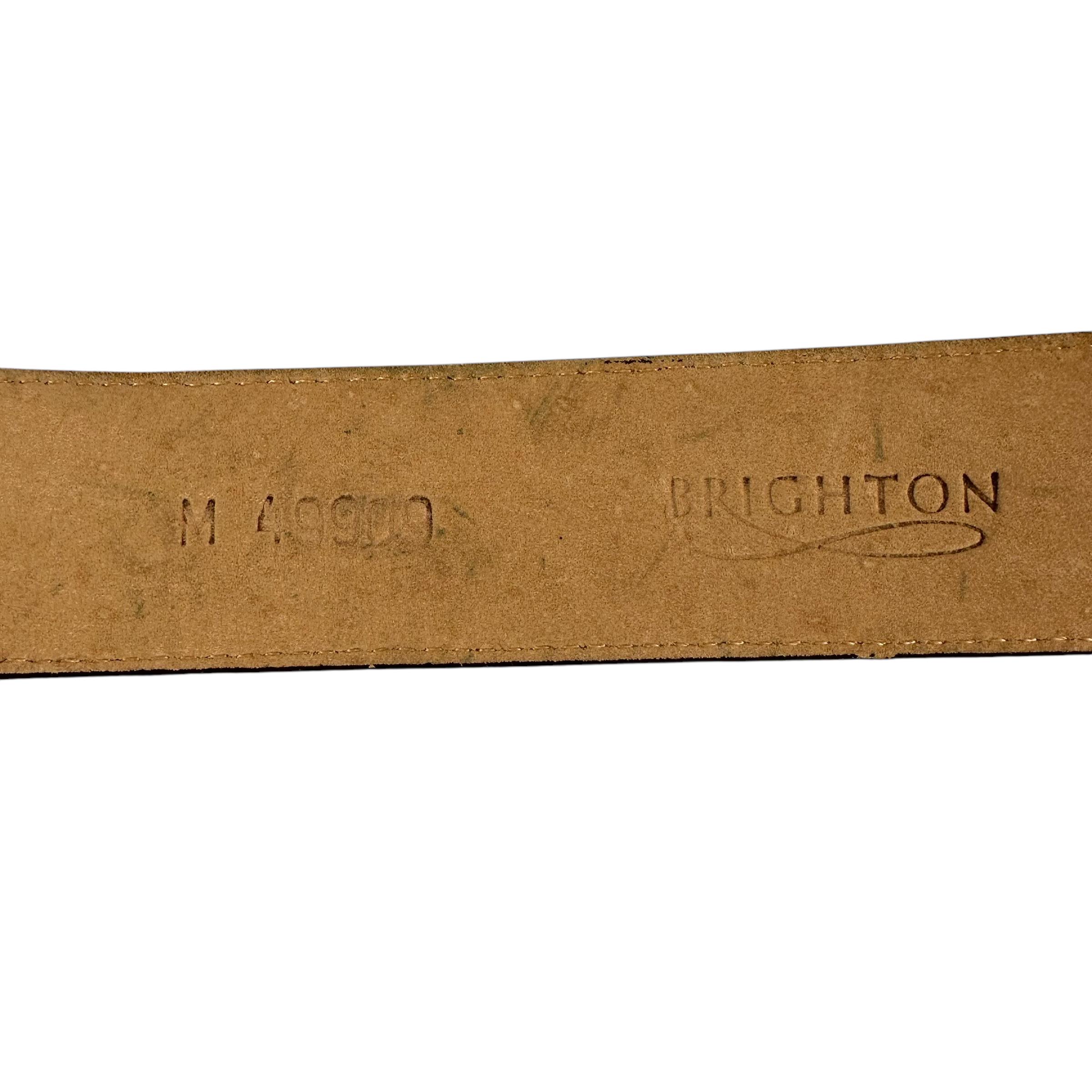 BRIGHTON Brown Genuine Leather Faux Croc With Heart Buckle 
