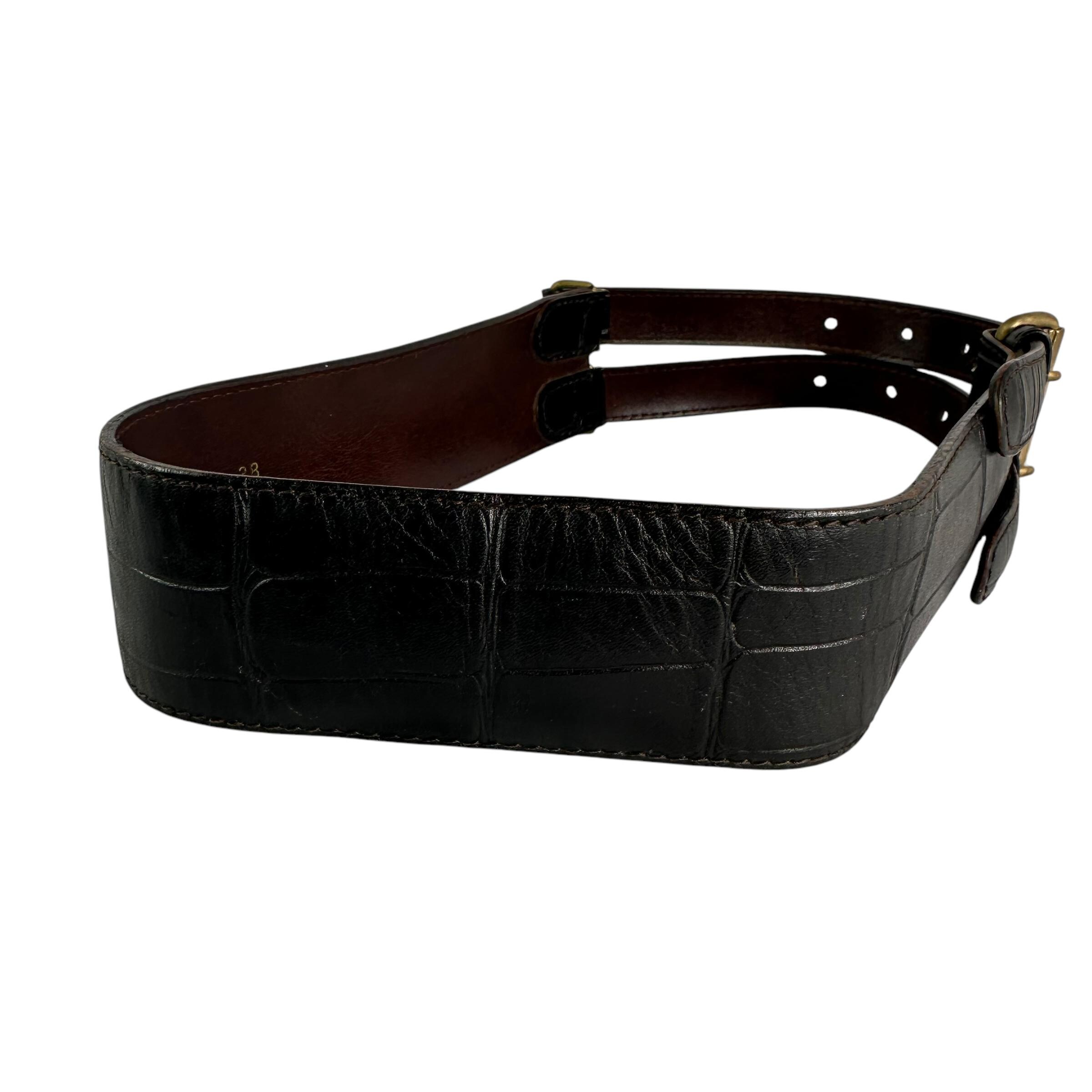 Rare 80s Vintage GIANNI VERSACE Black Genuine Leather Belt Creoc Pattern 38/26 Rare 80s Vintage GIANNI VERSACE Black Genuine Leather Belt  main image 2