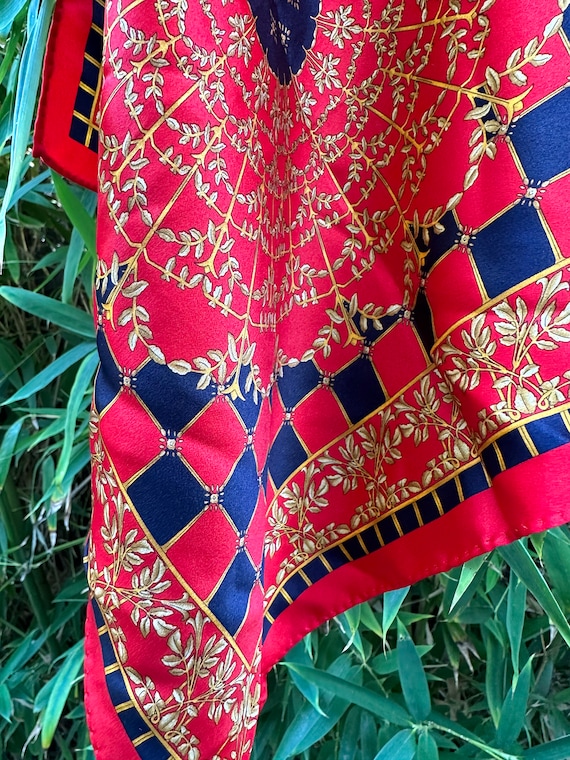 Genuine vintage LANVIN geometrical red gold silk s