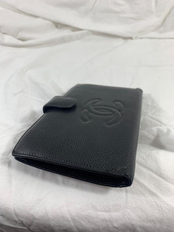 Vintage genuine CHANEL black caviar leather long … - image 7