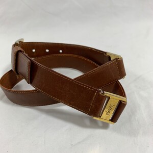 Genuine vintage YSL Yves Saint Laurent tan leather belt unisex size 34 85
