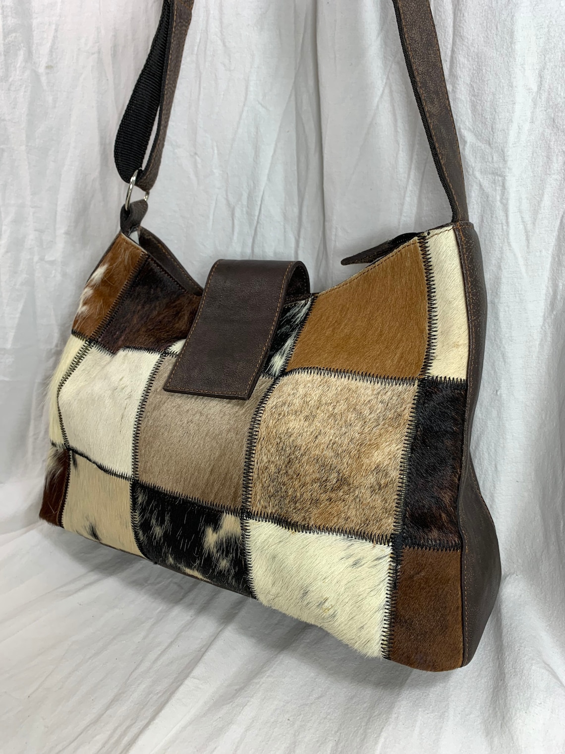 Genuine calf hair and leather handmade leather crossbody bag Etsy