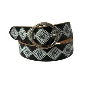 Genuine LUCKY BRAND Black Leather Embroidered Belt For Women Size S Southwestern Lucky Brand | Accessories | Genuine Lucky Brand Black  main image 4