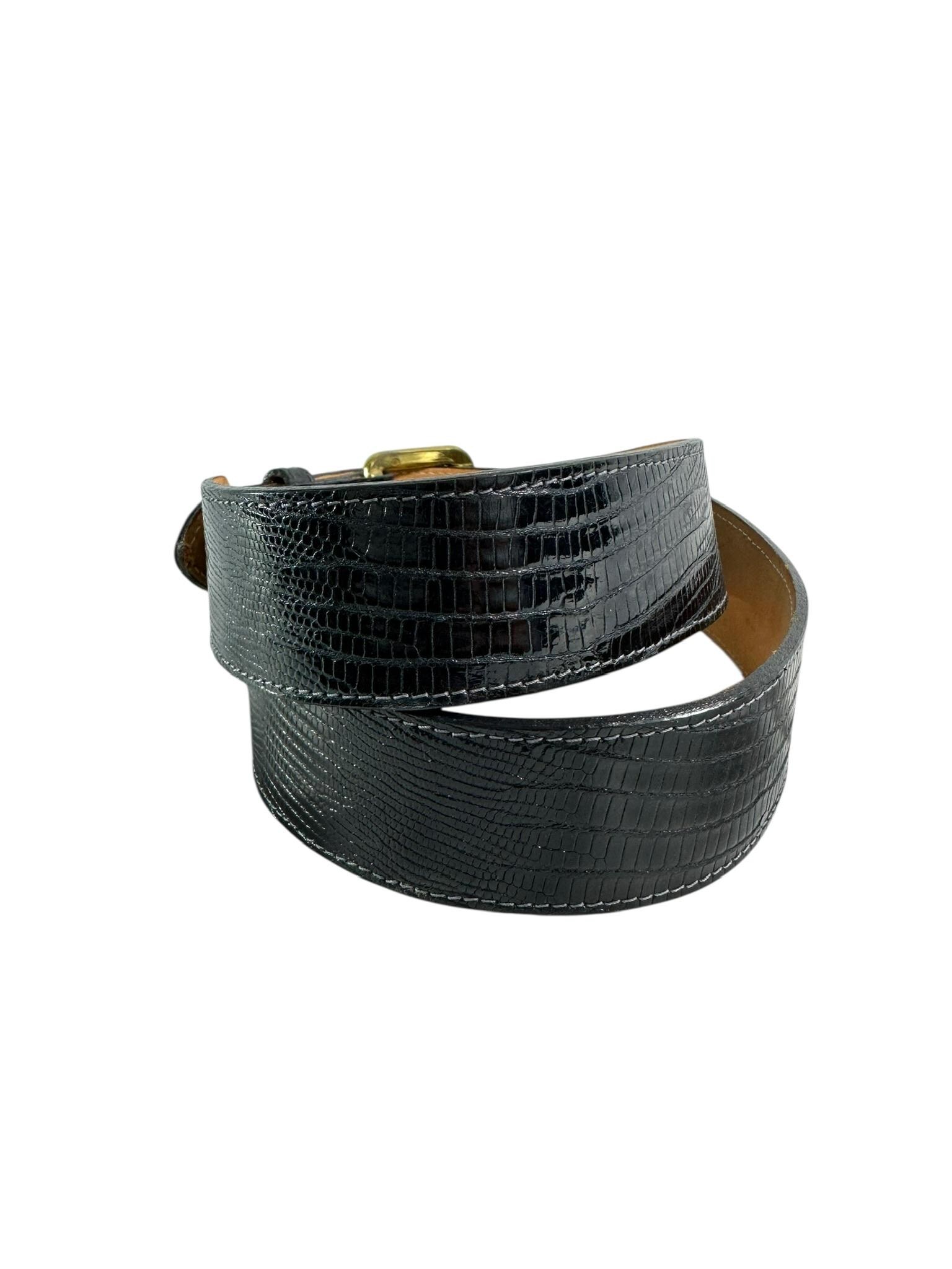 Vintage TONY LAMA Dark Navy Blue Lizard Pattern Leather Unisex Belt Size 30 Vintage TONY LAMA Dark Navy Blue Lizard Pattern Leather  main image 4