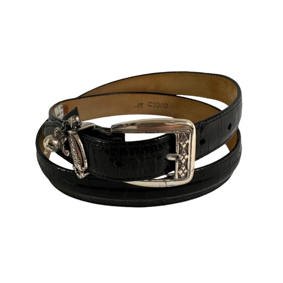 Vintage Brighton Black Leather Belt With Golf Motif Size 34  display picture 1