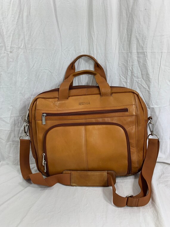 Vintage Kenneth Cole tan cuero cuero bolso - Etsy España