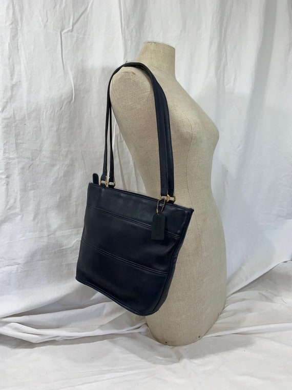 Genuine vintage COACH Tribeca navy blue leather bu