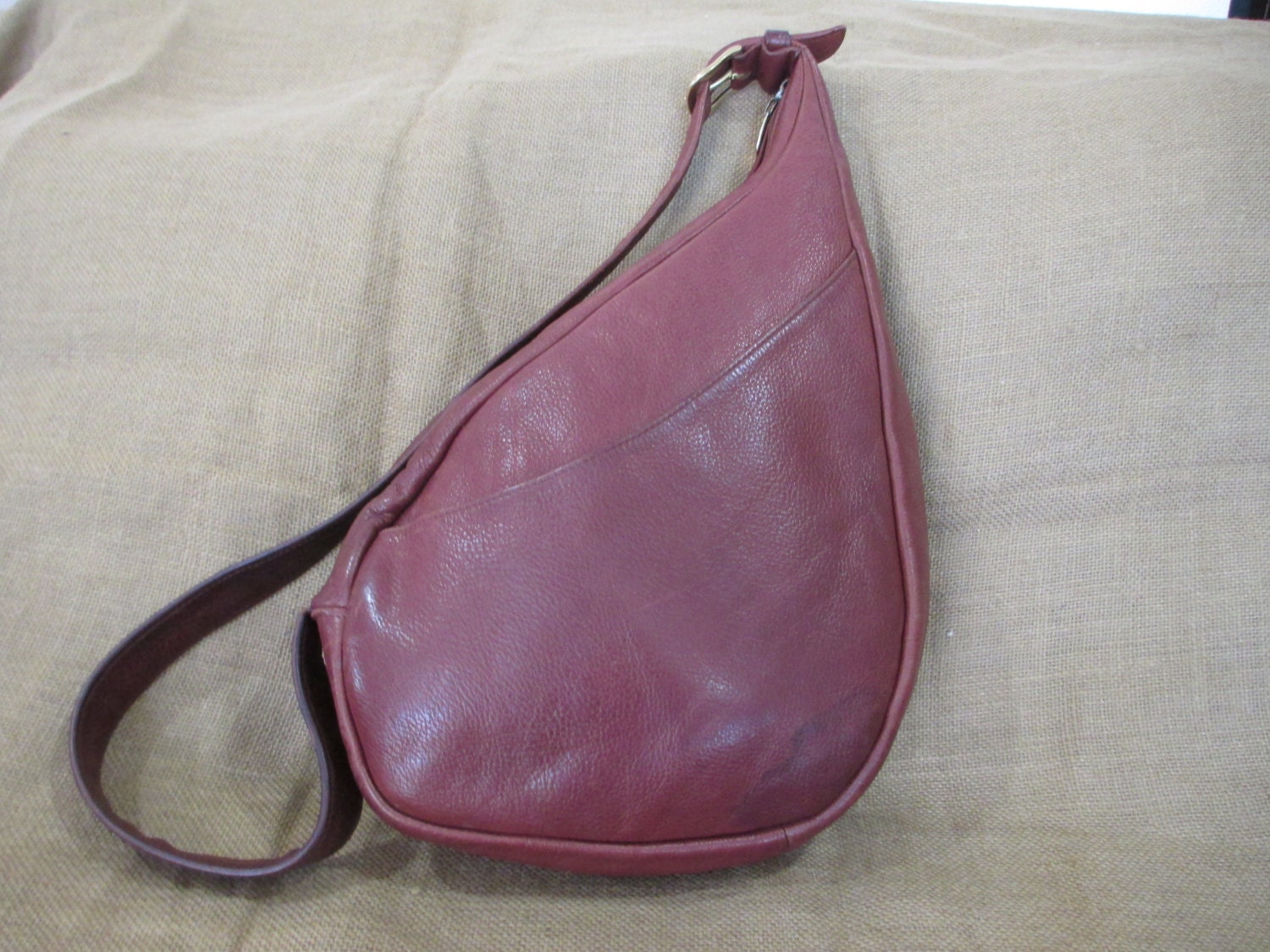 Vintage LIBAIRE USA Brown Leather Slouchy Napsac Bag 