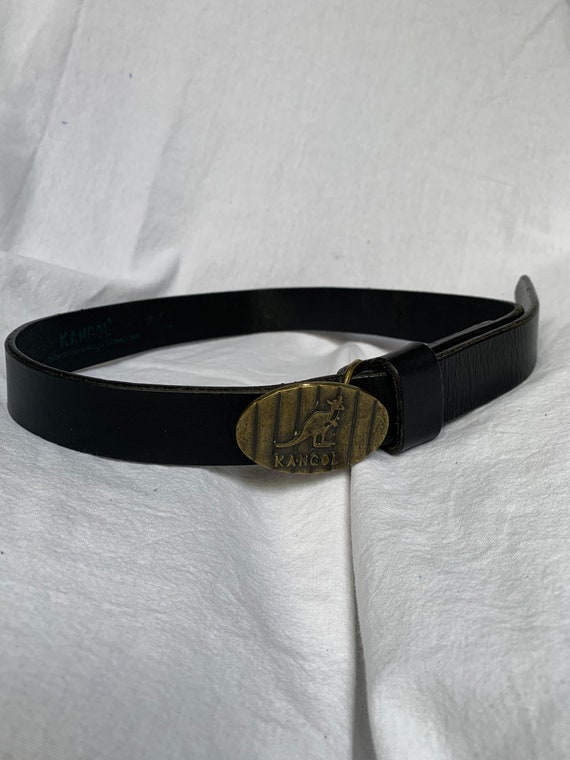 Genuine vintage KANGOL logo black leather belt sm… - image 6