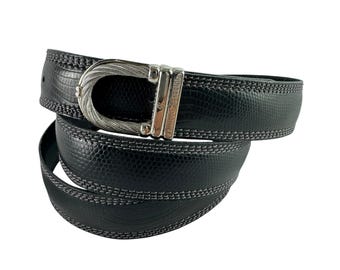 Lanvin Black Leather Men\'s Belt with Brushed Metal Buckle Lanvin Black Leather Buckle Belt 110CM Lanvin | TLC US main image 2