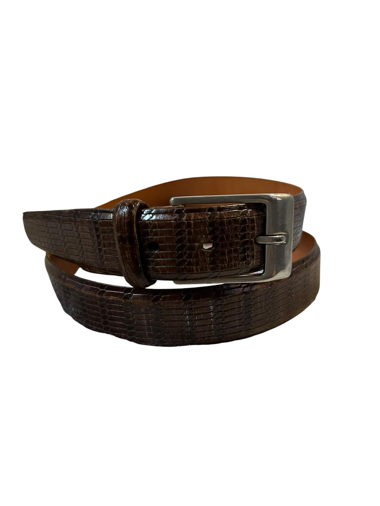 Genuine MARTIN DINGMAN Brown Embossed Leather Men's Dress Belt 36
