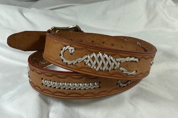 ヴィンテージ ケネディ ハーフ ダラー バックル タン レザー