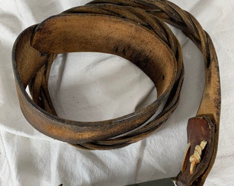 Ceinture bohème en cuir tressé : boucle en laiton vintage, taille large