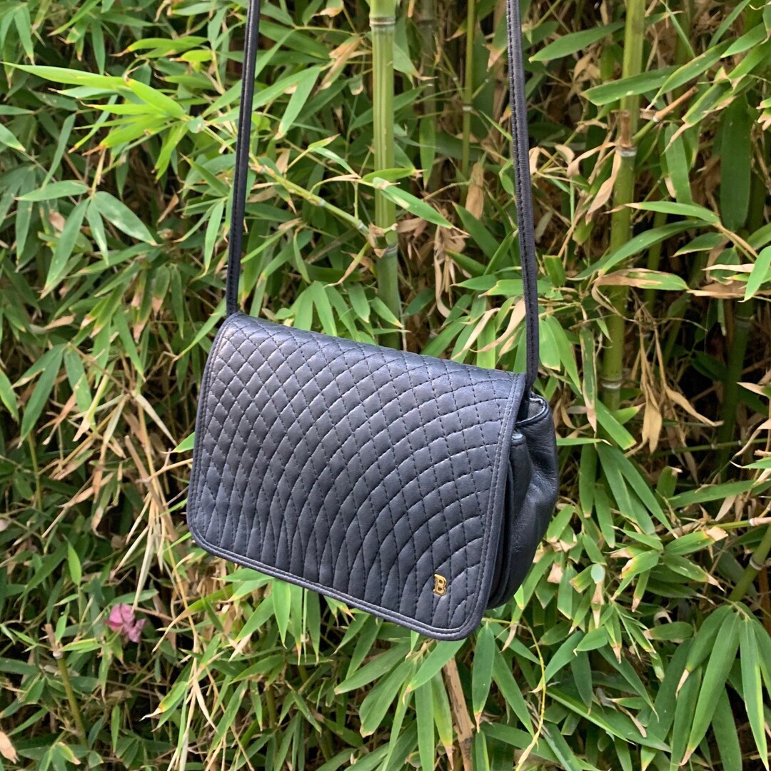 Genuine Vintage BALLY Black Quilted Leather Shoulder Bag Crossbody