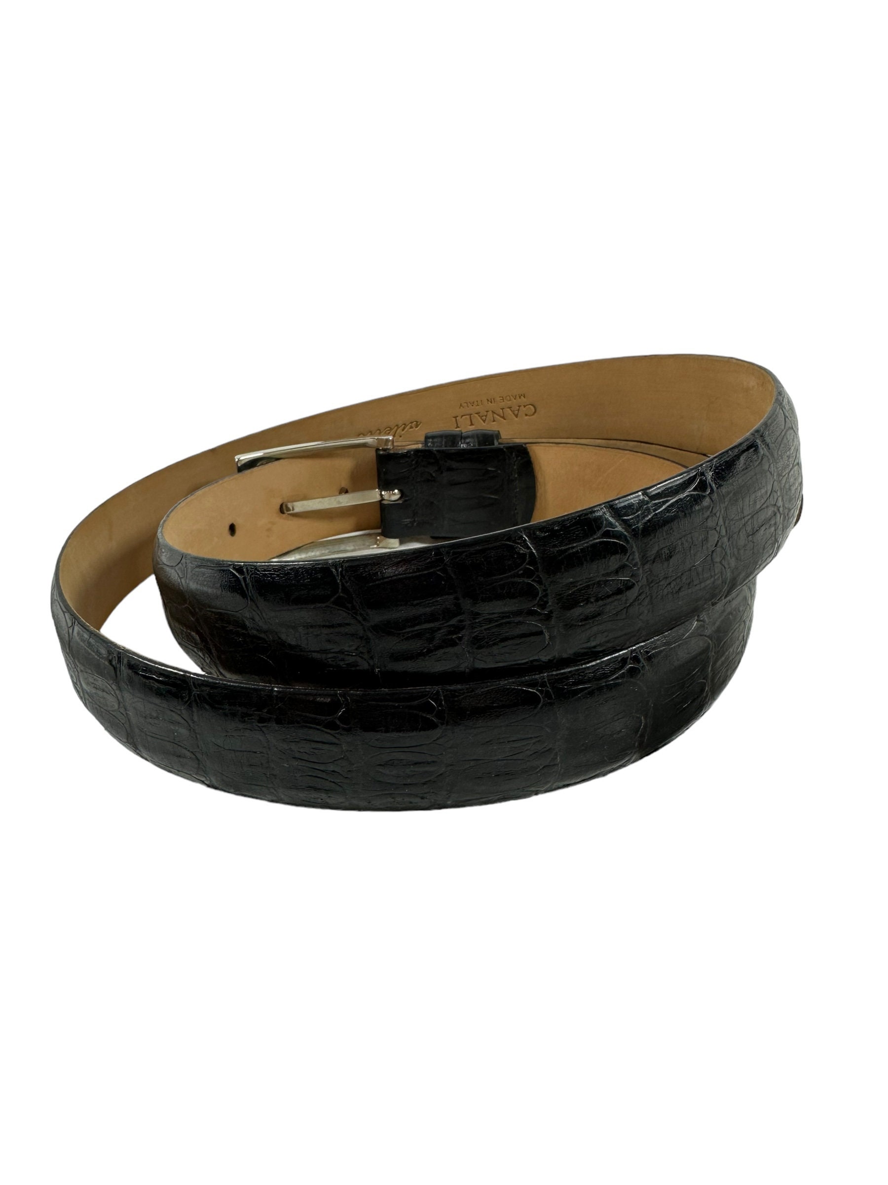 Ceinture Vintage En Cuir Marron Canali 3cm - Fabriquée à La Main En Italie - Taille M