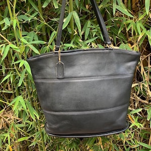 Genuine vintage COACH 9094 black leather tote bag work school travel