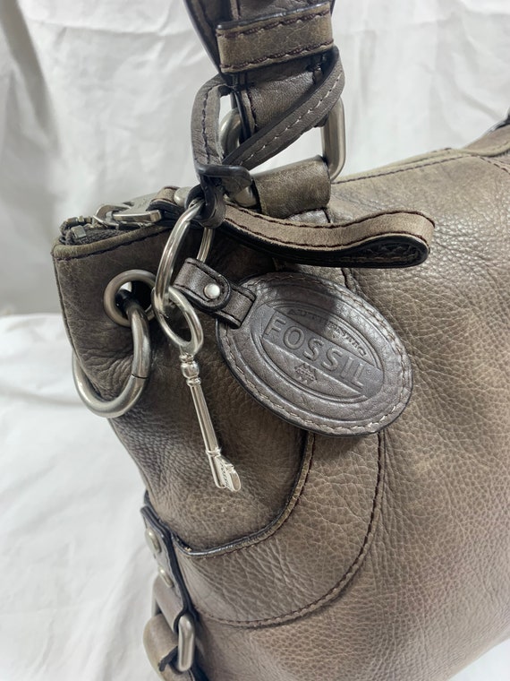 Stunning genuine vintage FOSSIL gray leather tote… - image 9
