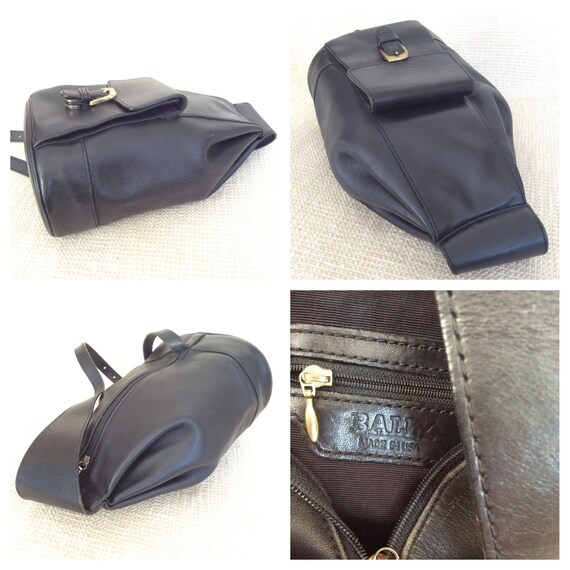 Genuine vintage BALLY black leather napsack shoul… - image 6