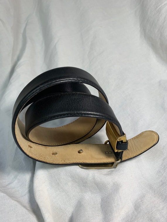 Vintage NINA RICCI black leather belt with logo m… - image 6