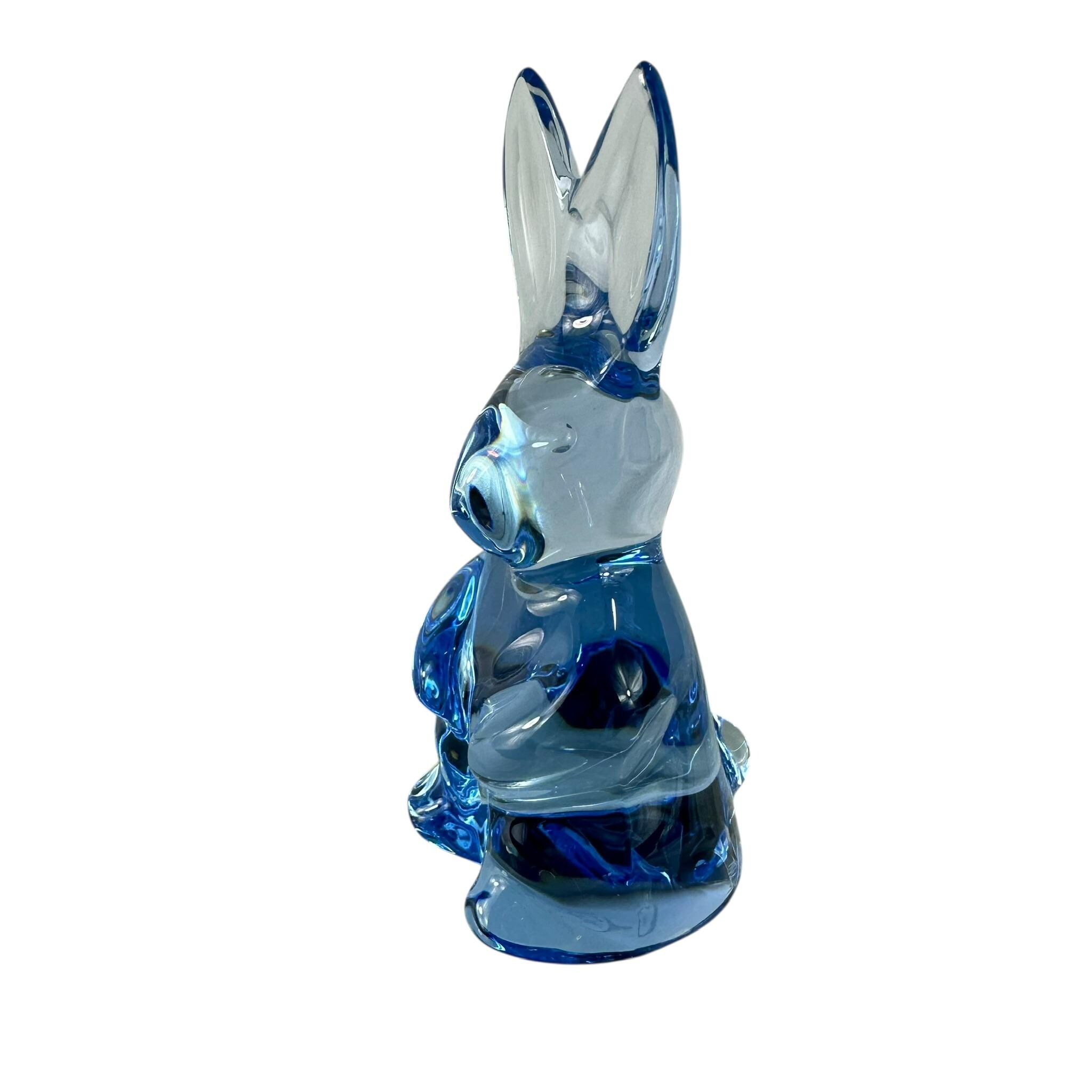 Charming Genuine BACCARAT Crystal Spinning Rabbit Cornflower Blue