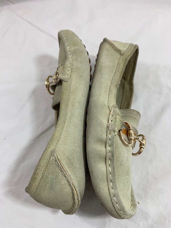 ヴィンテージ レディース GUCCI ベージュ スエード ホースビット