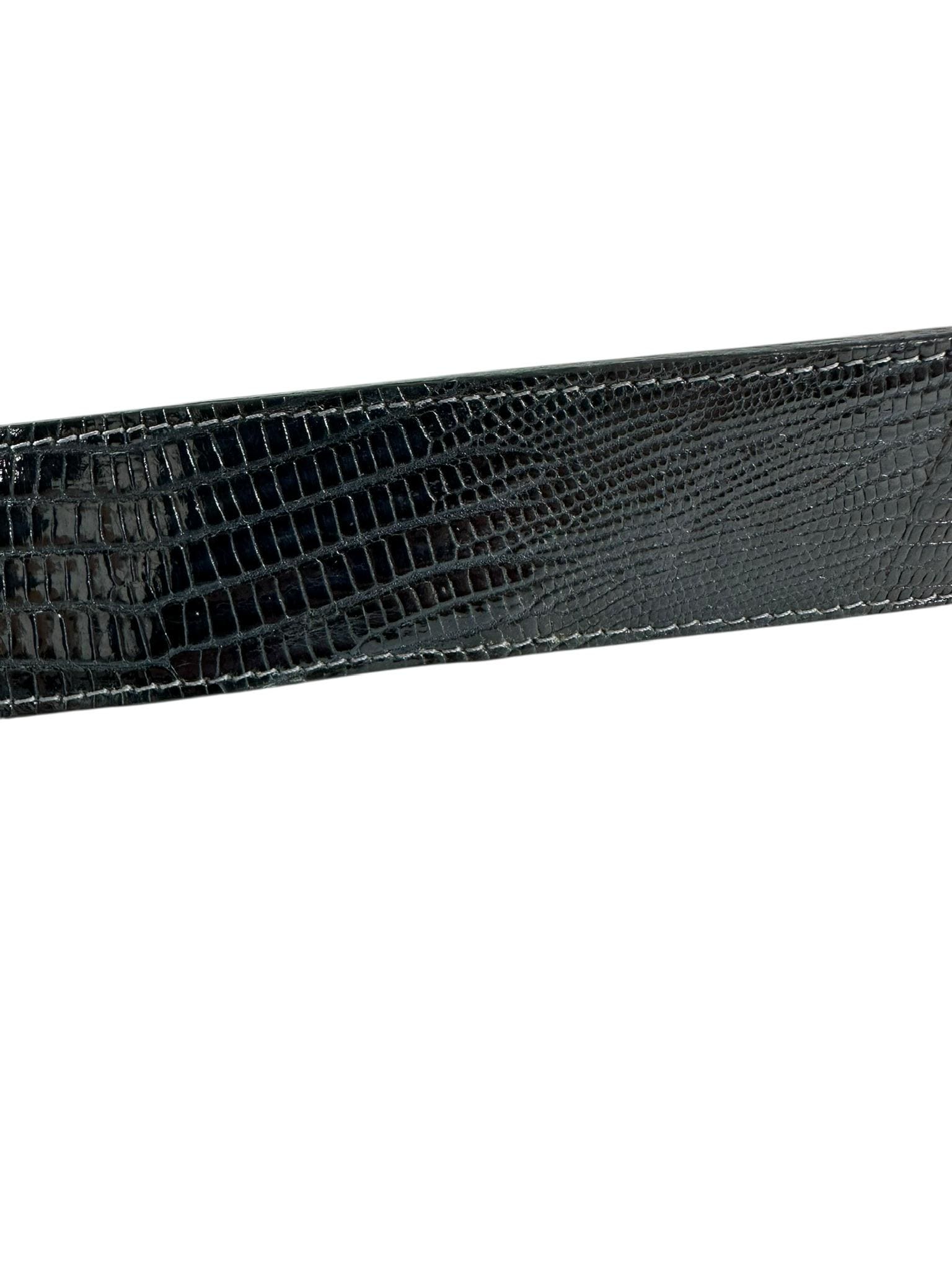 Vintage TONY LAMA Dark Navy Blue Lizard Pattern Leather  display picture 3