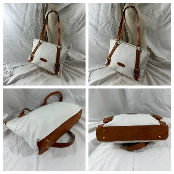 Vintage VALENTINA white tan leather tote bag purse - image 9
