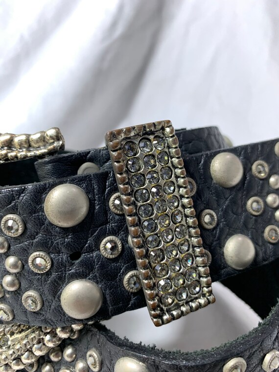 Vintage ladies LEATHEROCK USA jeweled black leath… - image 9