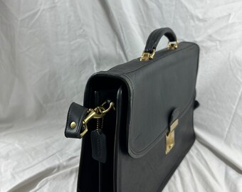 Vintage COACH Diplomat Attache Black Leather Briefcase