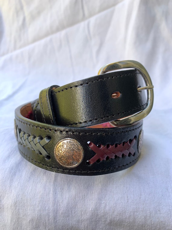 Vintage TEX TAN black hand woven leather belt siz… - image 2