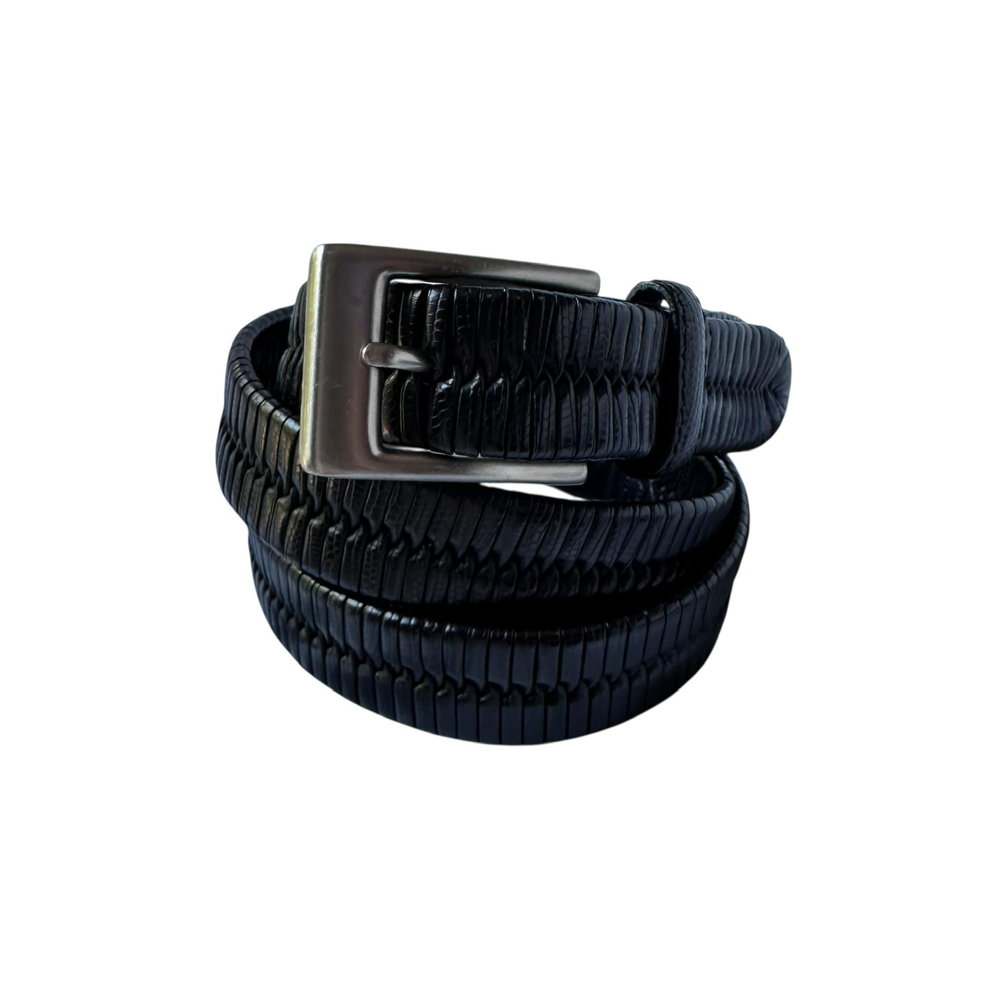 Brighton Black Braided Leather Vintage Belt BRIGHTON Celtic Knot Black Embossed Weave Leather Belt  main image 4