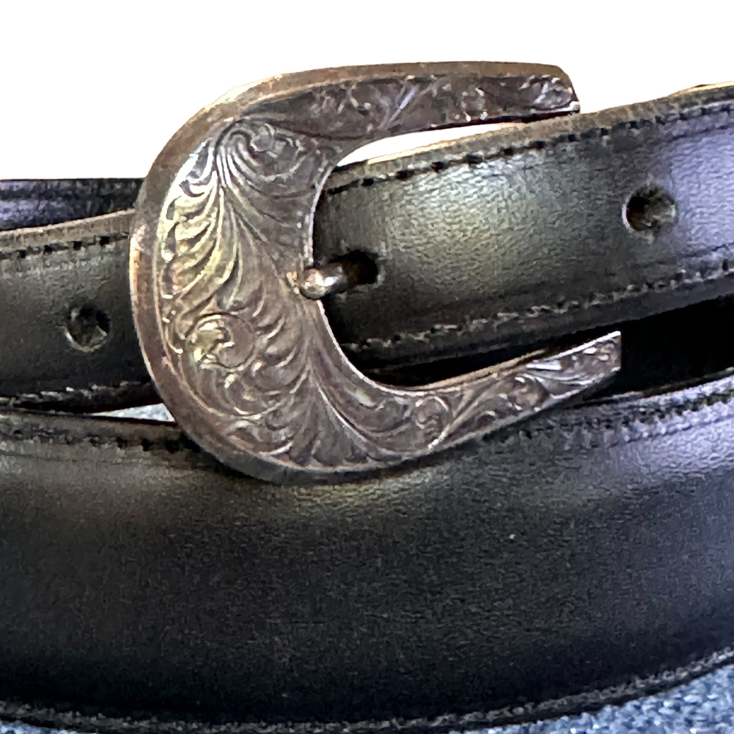 Genuine Vintage MARSHALL STANTON 925 Silver Leather Belt Set 