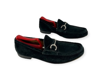 メンズ 正規品 GUCCI ブラック スエードレザー ホースビットローファー