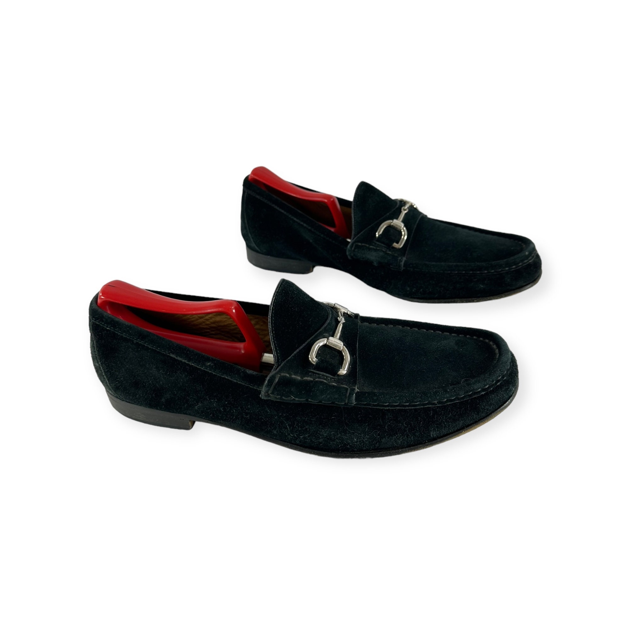 メンズ 正規品 GUCCI ブラック スエードレザー ホースビットローファー