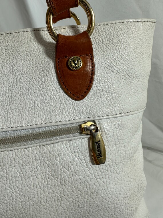 Vintage VALENTINA white tan leather tote bag purse - image 6