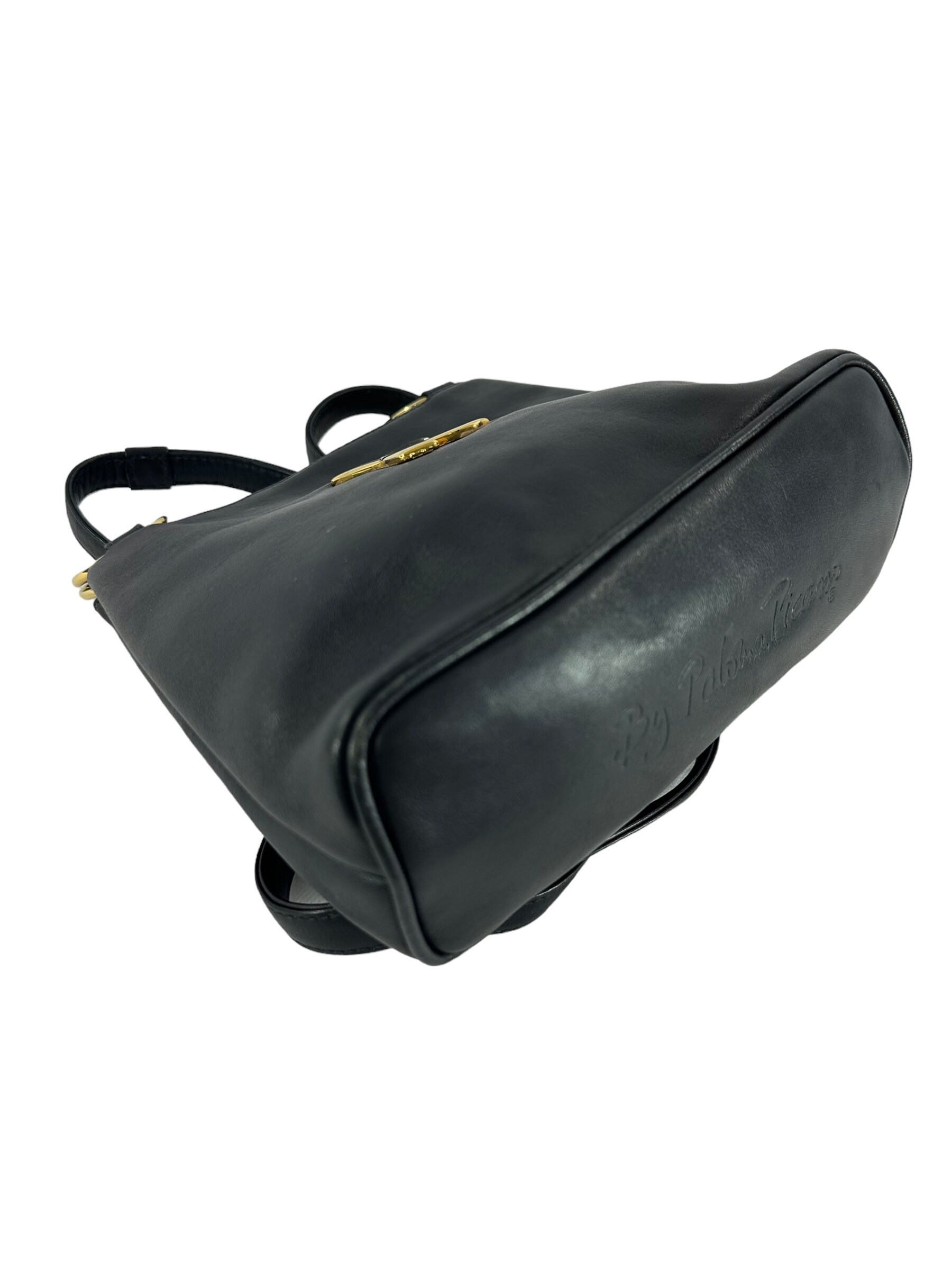 Vintage PALOMA PICASSO Dark Navy Blue Leather Shoulder Bag  display picture 1