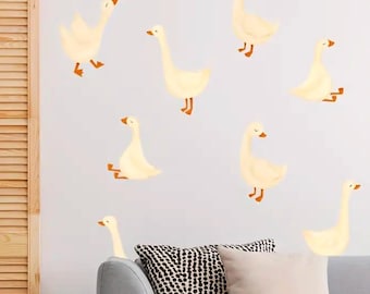 Goose Wall Decals, Boho Nursery Decor, Storybook Geese Baby Room, Nursery Wall Decal, Reusable and Removable Goose Wall Stickers