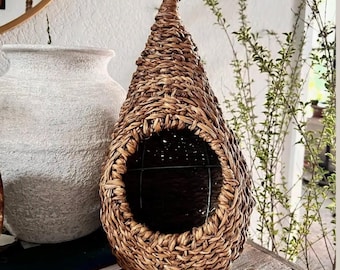 Handmade Woven Wall Basket Planter Wicker Wall Hanging Pot Planter Storage Basket Farmhouse Home Garden Decor
